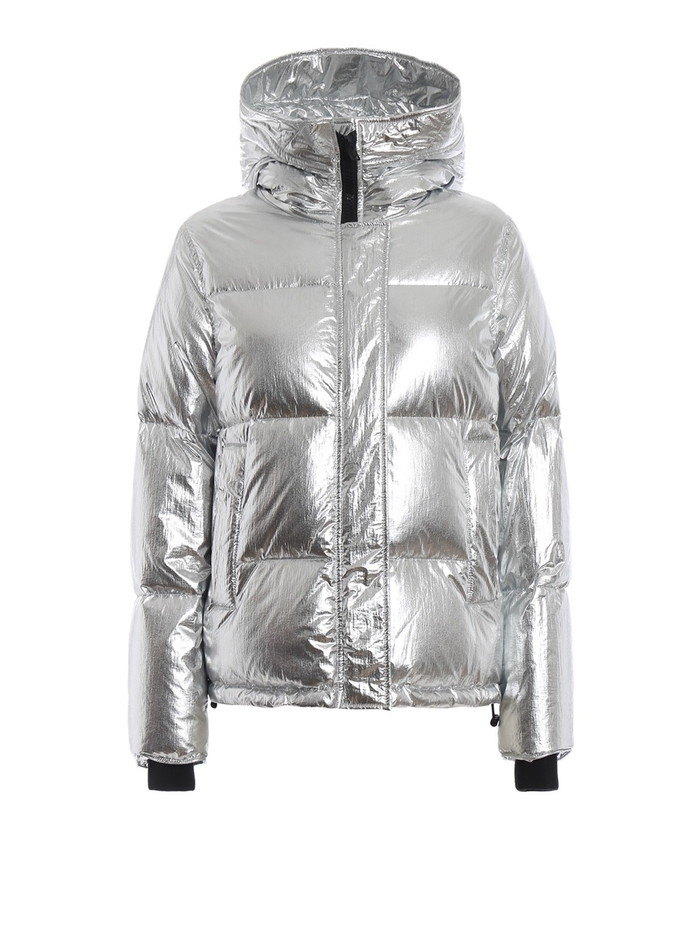 Kenzo Crackle Metallic Nylon Hooded Down Puffer Jacket Silver | Medium